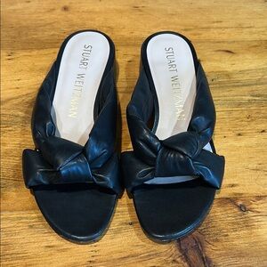 Stuart Weitzman Black Sandals with Bow Detail 8.5